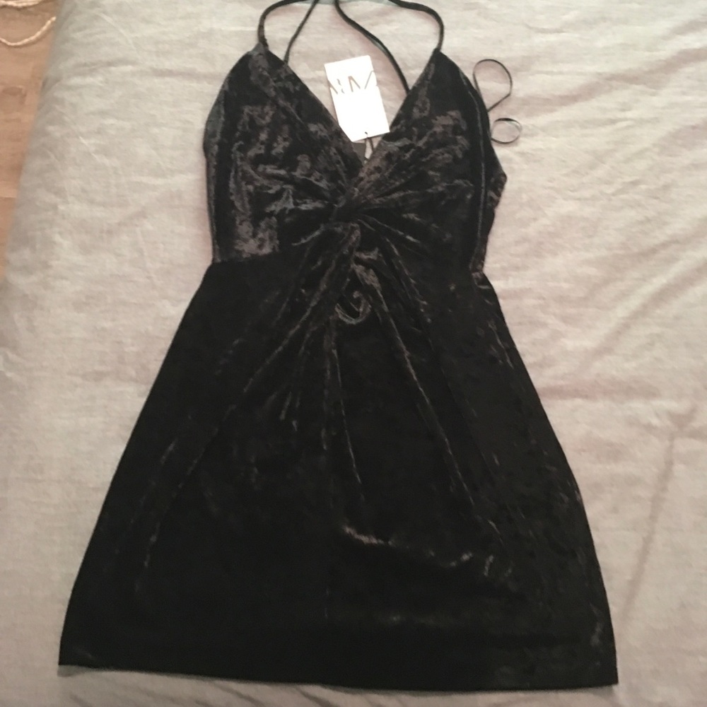 Zara brand new black velvet mini dress